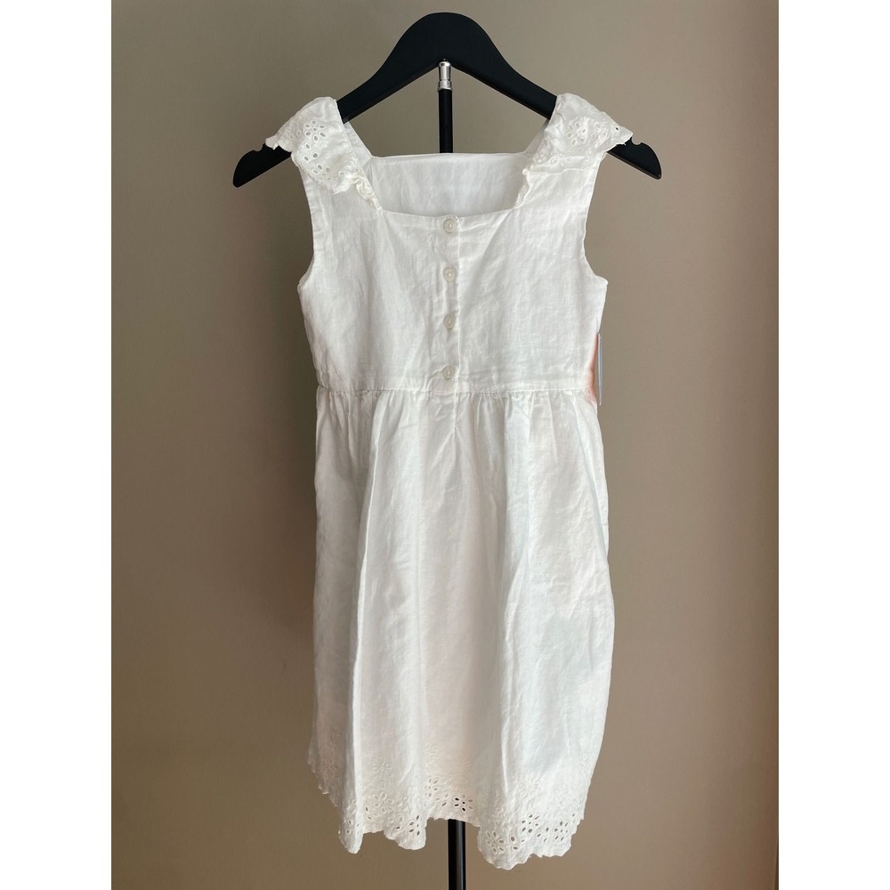 White Eyelet Dress Kids Size 10 Gymboree Linen Blend Summer Cottagecore NWT New - Picture 5 of 9